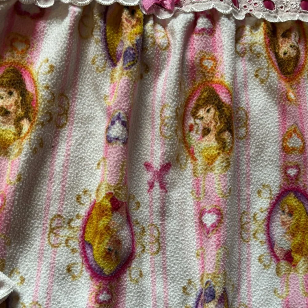 Disney Princess Toddler Girl 5t Flannel Granny Nightgown Belle Aurora‎ Rapunzel - Picture 4 of 8